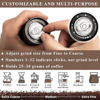 pipa’s Manual Coffee Bean Grinder with Brush (35g) | Stainless Steel Burr Mill, Adjustable Coffee Grinder for Espresso, Pour Over, French Press & Cold Brew | Coffee Hand Grinder for Home & Outdoor