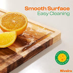 Riveira Acacia Wood Cutting Board – Gourmet Acacia Grandeur: 20 x 30 Wooden Cutting Board – Natural Wooden Cutting Boards For Kitchen Decorative – Innovative Juice Grooves Acacia Wooden Chopping Board