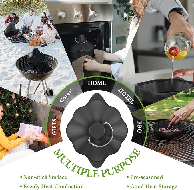 2-in-1 Wood Stove Steamer/Humidifier with Garlic Roaster & Saucepan Pot, Dual-Layer Design for Steaming, Baking, Stove Protection & Multi-Functional Cooking (1.4 Qt + Compact Size)