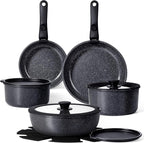 GiPP Ceramic Pots and Pans Set Non Stick, Nonstick Detachable Handle Cookware Sets, Healthy Non Toxic PFAS PFOA & PTFE Free, Dishwasher ＆Oven Safe, Induction Kitchen Pot and Pan, 15 Piece Grey