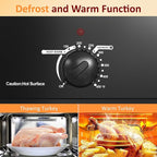 Sunvivi 18-Quart Roaster Oven with Self-Basting Lid, Electric Turkey Roaster Oven with Removable Pan and Rack, Stainless Steel, Black