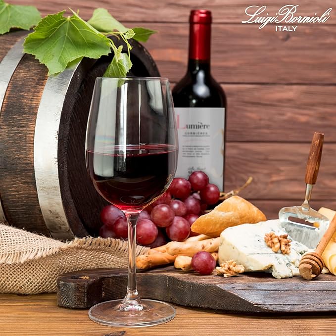 Luigi Bormioli Crescendo Bordeaux Wine Glasses, Set of 4-20 Oz. Lead-Free Crystal with Titanium Reinforced Stems - Laser Cut Rims, Seamless Design & Flat Foot - Made in Italy, Dishwasher Safe