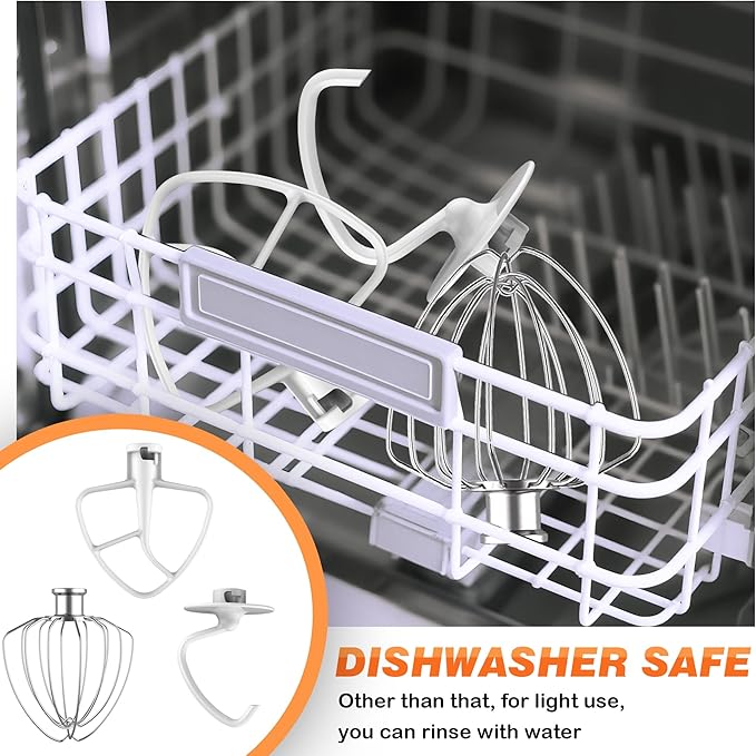 3-Piece Set Mixer Accessories for KitchenAid 4.5QT Tilt-Head Stand Mixers, Stainless Steel K45WW, Enameled K45DH & Enameled K45B, All Dishwasher Safe