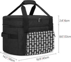 Yarwo 2025 Upgraded Slow Cooker Travel Bag with Bottom Board Compatible with Crock-Pot and Hamilton Beach 6 7 8 Quart, Double Layers Oval Slow Cooker Carrier, Black with Arrow (Bag Only)