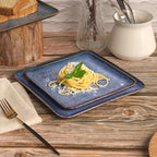 Porcelain Dinner Plates set dessert salad dish Set of 4, Main Dish for Steak, Bread, Pasta, Salad, Microwave Oven and Dishwasher Safe, Scratch Resistant Reusable 7.5 INCH Square