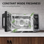 TOSHIBA Combo 8-in-1 Countertop Microwave Oven, with Convection, Broil, Odor Removal Mode, 12.4" Position Memory Turntable, Child-Lock, Black Stainless Steel, ML2-EC10SA(BS) A, Air Fryer-1.0 Cu.Ft