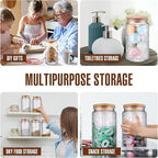 Domensi 6 Pack 34 oz Vintage Glass Jars with Lid Airtight Cute Cookie Jars Food Storage Containers for Decorative Desk Kitchen Office Pantry Candy Sugar Coffee Bean Tea Flour Oats
