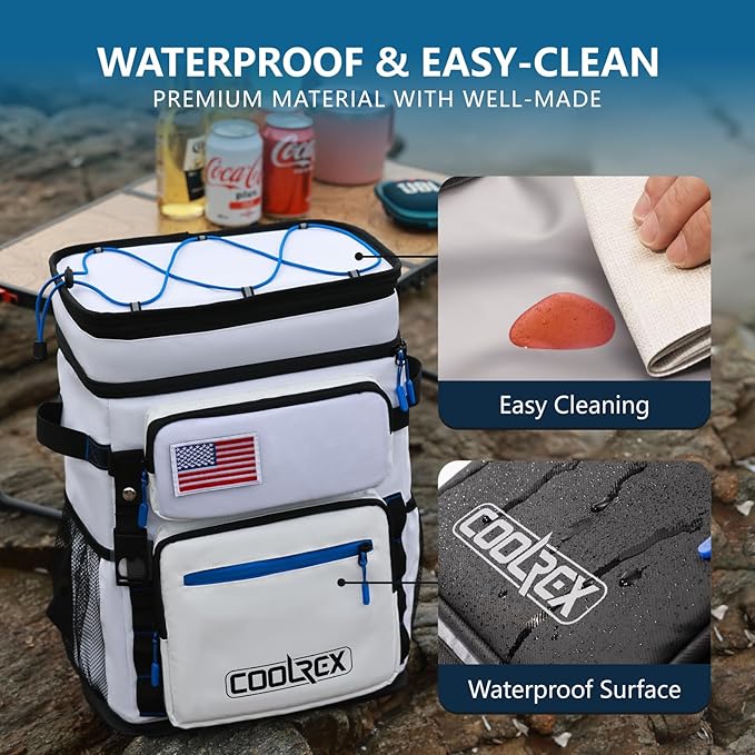 Large Backpack Cooler 36 Can Cooler Backpack with 2 Insulated Compartments Leak Proof Waterproof Travel Backpack, Camping Beach Picnic Lunch Thermal Bag for Women and Men