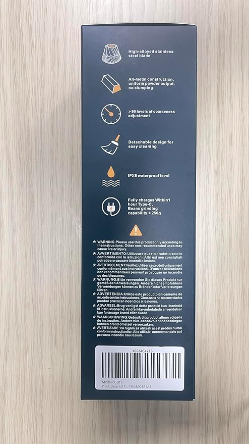 CERA+ Portable Burr Coffee Grinder Electric Espresso Grinderring Machine Suitable for Travel,Camping with Bag