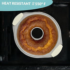 Boxiki Kitchen Premium Non-Stick Fluted Cake Pan - Ceramic Bakeware for Perfect Pound Cakes, Chocoflan & More - Durable & Easy Release