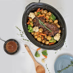 Kenmore 7 Quart Slow Cooker - Programmable crock pot with Dipper, Stainless Steel Electric Cookers, Warm Rice & Sous Vide Stew Soup For Lunch, Dishwaher Safe Non-Stick Ceramic Insert, Digital Control