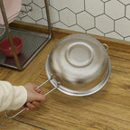 2 Pack Stainless Steel Colander with Handle 8.8" and 10" Kitchen Metal Basin Colander Handheld Mesh Strainer Deep Fry Basket Colander for Strain, Fry or Cook Vegetables, Pasta, Wash fruits