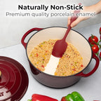 Zulay Kitchen 6 Quart Enameled Cast Iron Dutch Oven Pot with Lid – Premium Durability & Oven Safe up to 500°F – Heavy Duty Cookware Perfect for Bread Baking, Stews, Braising & Roasting – Garnet