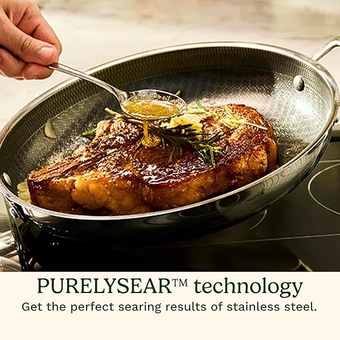 Cuisinart FusionPlus Nonstick Stainless Steel Cookware, 12-Inch Everyday Pan with Cover, PFAS-Free PURELYSEAR Ceramic Technology, Scratch Proof, Wide Grip Handles, Dishwasher Safe, FPS25-30D