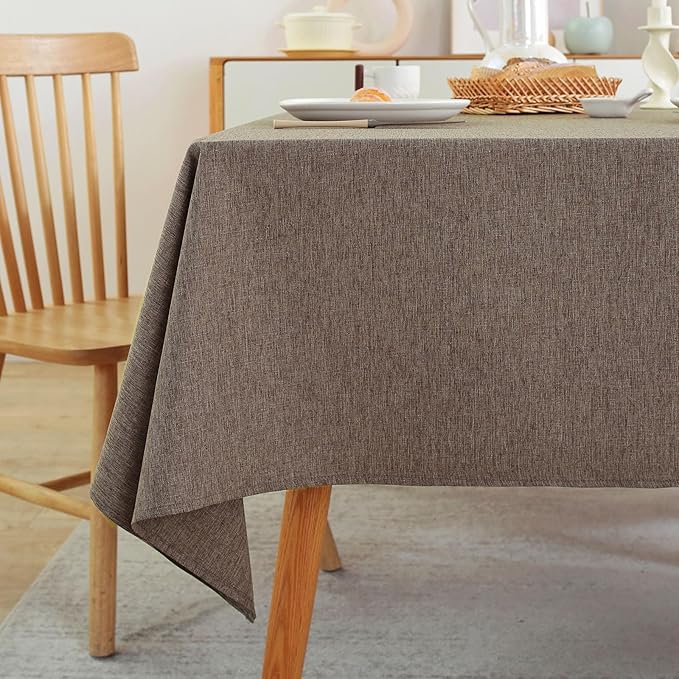 Laolitou Square Table Cloth Linen Waterproof Textured Coffee Tablecloth, Washable Wrinkle Free Spill Proof Fabric Tablecloths for Dining Table Farmhouse Kitchen Holiday, 60x60 Inch