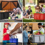 BALEINE 2Pk Insulated Reusable Grocery Bags, Collapsible Cooler Bag for Groceries, Heavy Duty Large Insulated Bag (24''x14''x15'', Midnight Blue)