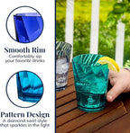 US Acrylic Optix Plastic Reusable Drinking Glasses (Set of 8) 14oz Rocks Cups in Coastal Colors | BPA-Free Tumblers, Made in USA | Top-Rack Dishwasher Safe