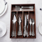 KEAWELL Luxury 45-Piece Silverware Set, 18/10 Stainless Steel, Service for 8, Mirror Finish, Antique Baroque Design, Dishwasher Safe (Silver)
