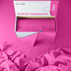Exquisite Party Solids 54 Inch X 300 Feet Cerise Plastic Table Cover Roll in A Cut - to - Size Box with Convenient Slide Cutter. Cuts Up to 36 Rectangle 8 Feet Plastic Disposable Tablecloths