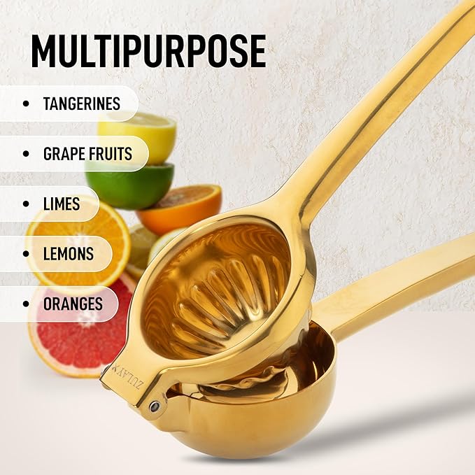 Zulay Extra Large Lemon Squeezer Stainless Steel - Easy Squeeze Heavy Duty Lemon Juicer Hand Press - Ergonomic Citrus Squeezer & Fruit Juicer for Small Oranges, Lemons, & Limes
