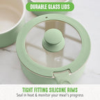 GreenLife 10 Piece Nonstick Pots & Pans Set, Detachable Handle & Stackable Cookware Set, Non Toxic PFAS-Free Skillets, Induction Kitchen Pans, Space Saving, Serving Bowls, Oven Safe, Sage Green