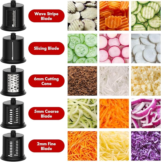 Cheese Grater Attachment for Kitchenaid Stand Mixer - with 5 Blades, Vegetable Shredder, Cheese Grater, Salad Maker, Food Slicers Chopper Grinding Powder