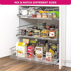 HOLDN’ STORAGE Pull Out Cabinet Organizer, Individual Sliding Drawers - Heavy Duty Metal with Lifetime Limited Warranty - Anti Rust Chrome Finish (Single Tier, 20" W)