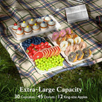 3-Tier Melamine Serving Tray Set, 14"x7" Platters for Serving Food, White Reusable Trays with Black Metal Display Stand for Cupcakes, Sevring Food, Dessert, Fruit, Cookie, Black