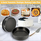 6 Inch Cake Pans Set of 3, Smash Cake Pans with 100PCS Parchment Paper for Layer Cakes, No-Stick Round Cake Pan Sets for Baking, Durable Baking Pan Set for Christmas Birthday, Dishwasher Safe