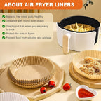 250 Pcs 8" Round Air Fryer Liners Disposable, Unbleached Parchment Paper Liners for Airfryer Basket, Non-Stick & Leakproof Baking Paper for Oven Roasting
