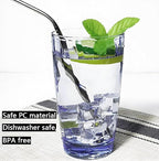 15Oz Shatterproof Tritan Drinking Glasses Unbreakable Acrylic Glasses Drinkware BPA Free Hard Plastic Cups Reusable Kitchen Water Glasses Drinking Set of 8 (Blue)