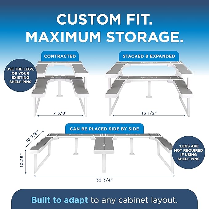Spicy Shelf with 20 Jars of Spices inclded - Expandable Spice Rack and Stackable Cabinet & Pantry Organizer - Cabinet Spice Racks for inside Cabinets