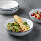 GBHOME 8.5'' Large Pasta Bowls, 38 Ounce Stoneware Salad Bowls for Kitchen, Ceramic Serving Bowls With Textured Pattern for Pasta,Fruit, Stews,Noodle, House-warming Gift,Set of 4