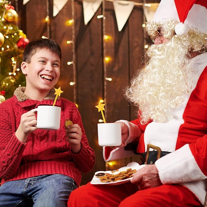 30 Pcs Christmas Drink Stirrers Xmas Stir Stick Holiday Coffee Swizzle Stick Reusable Plastic Hot Cocoa Bar Chocolate Decoration Cocktail Mixer(Christmas Star,Yellow)