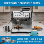 Kenmore Espresso Machine - Automatic Coffee Maker With Manual Tamper, Auto Cleaning, Milk Steamer & Frother, Bean Grinder, Make Professional Barista Style Cappuccino, Café Latte, Stainless Steel
