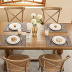 Blue Forest Placemats Set of 6, Dual-Layered Thickened Faux Linen Cloth Place Mats Heat Resistant Machine Washable Wrinkle Free Table Mats Indoor/Outdoor (Burlap)