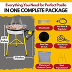 Paella Burner and Stand Set 20 Servings, 24 Inch Paella Pan, Dual Propane Outdoor Stove with Stand & Regulator, Portable Gas Cooker for Camping Crawfish Boil Cooking Outdoor, Paellera Propano