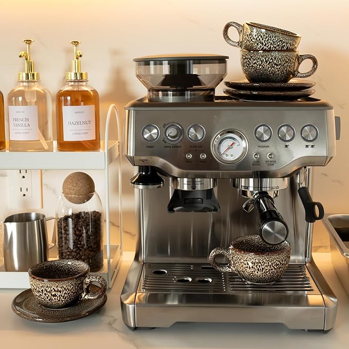 Galena Barista Cup and Saucer Set of 2, 6oz Handmade Ceramic Cappuccino and Latte Art Cups – Premium Mexican Coffee Cup