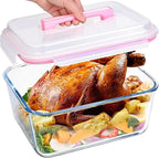 Glass Bread Box Airtight Bread Container, 190oz / 24Cup Large Glass Storage Containers with Lids, Ideal Airtight Food Storage Containers, Roasting Turkey/Chicken/Cookie, Oven&Dishwasher Safe