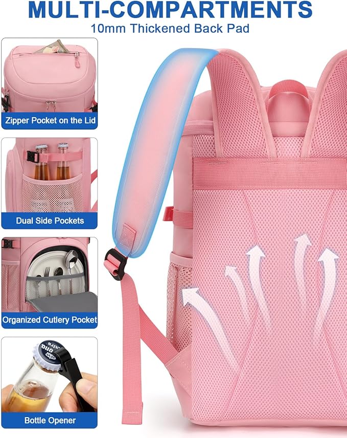 Cooler Backpack for Men Women Insulated Waterproof Backpack Cooler Leak Proof Cooler Bag Lightweight Lunch Backpack for Camping Beach Travel Picnic