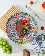 glowworm Dinner Plates Set of 4, 10.5 Inch Ceramic Plates for Steak, Dishes Set for Kitchen, Housewarming Gift，Microwave, Oven & Dishwasher Safe, Bohemian