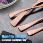 Lemeya 20-Piece Rose Gold Silverware Set for 4,Heavy Duty 18/10 Stainless Steel Cutlery Set with Forged Stand Knife,Modern Flatware Utensils Set,Forks Spoons and Knives Set,Dishwasher Safe
