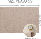 Romanstile Vinyl Placemats Set of 4-12 X 18 Inch - Heat Resistant Non-Slip Embossed Floral Place Mats 100% Waterproof Oilproof Wipeable Faux Leather Table Mats for Kitchen/Dining/Party, Khaki