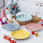 Ceramic Salad Plates Set - 8.5 Inch Small Round Dinner Dishes for Dessert Pasta Appetizer Sandwich - Scratch Resistant Porcelain Microwave Dishwasher Safe - Set of 6 - Assorted Colors