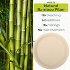 Dtocs Bamboo Fiber Plates 10 Inch Round (50 Pcs) | Bamboo Plate Disposable Dinnerware Set for Party, Dinner, BBQs, Wedding | Sustainable Platter for Hot, Cold Food | Alt to Plastic, Wood, Paper Plates