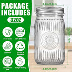 6 Pack 32 oz Wide Mouth Mason Jars with Airtight Lids - Glass Canning Jars for Food Preservation, Storage, Pickling, Crafts & DIY Projects, Durable Quart Glass Jars Dishwasher Safe