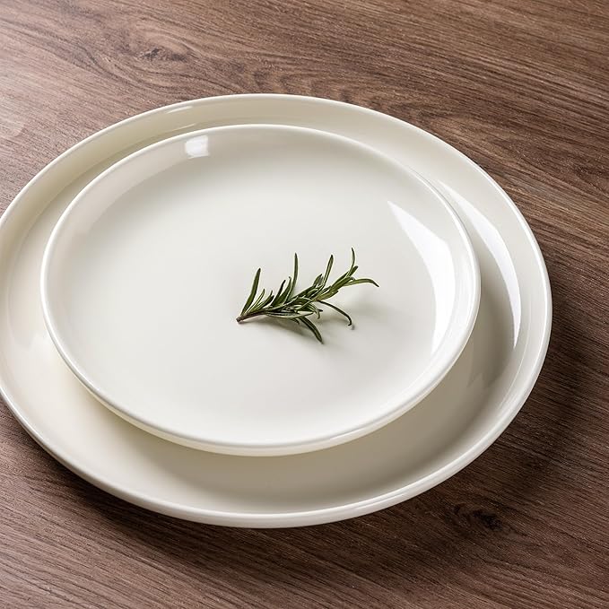 AmorArc Ceramic Plates Set of 6, 8.5 Inch Round Stoneware Salad Plates Use for Dessert, Salad, Appetizer etc,Microwave & Dishwasher & Oven Safe, Scratch Resistant Small Deep Dinner Plates