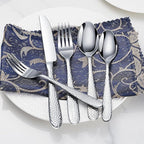 Hammered Silverware Set, 40-Piece Heavy Duty Stainless Steel Flatware Sets for 8, Food-Grade Cutlery Set for Home Restaurant, Mirror Polished, Dishwasher Safe