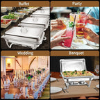 Chafing Dish Buffet Set, 8 Qt Stainless Steel Rectangle Catering Warmer Server for Parties, Dinners, Catering, Buffet and Weddings (5 Pack)