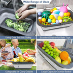 ROTTOGOON Collapsible Colander Strainer, Expandable Over the Sink Colander for Kitchen, Adjustable Silicone Sink Strainer, Foldable Large Colanders Basket to Wash Vegetable, Fruit, 15" to 19.8", Gray